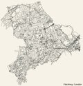 Street roads map of the BOROUGH OF HACKNEY, LONDON Royalty Free Stock Photo