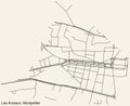 Street roads map of the LES ARCEAUX NEIGHBOURHOOD, MONTPELLIER
