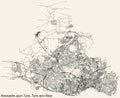 Street roads map of the METROPOLITAN BOROUGH AND CITY OF NEWCASTLE UPON TYNE, TYNE AND WEAR