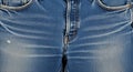 Close-up of Blue Denim Jeans Fabric Texture Royalty Free Stock Photo