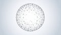 A detailed high resolution digital rendering of a complex three dimensional spherical lattice structure composed of numerous Royalty Free Stock Photo