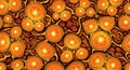 Microscopic View of Biological Cells with Vibrant Orange Nuclei and Interconnected Structures Royalty Free Stock Photo