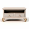 Detailed Hyperrealism Tv Stand With Gold Legs And Drawers