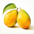 Detailed Hyperrealistic Vector Illustration Of Two Mangoes On White Background Royalty Free Stock Photo