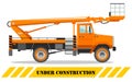 Aerial platform truck. Heavy construction machine. Building machinery. Special equipment. Vector illustration. Royalty Free Stock Photo