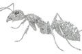 Intricate ant illustration made from mechanical and electronic parts on a plain background Royalty Free Stock Photo