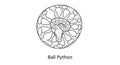 Ball Python coiled in a circle, detailed illustration, black and white Royalty Free Stock Photo