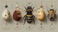 Detailed Illustration of Bee Life Cycle and Egg Development Royalty Free Stock Photo
