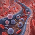 Depicted alongside white blood cells, including neutrophils, monocytes, Royalty Free Stock Photo