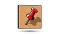 Red pushpin tacked into a corkboard with shadow effect Royalty Free Stock Photo