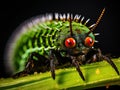 Detailed illustration of a caterpillar on a leaf