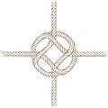 Detailed illustration of a complex nautical knot formed from twisted rope in brown Royalty Free Stock Photo