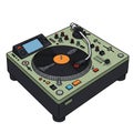 A detailed illustration of a DJ turntable with a vinyl record on the platter. The setup Royalty Free Stock Photo