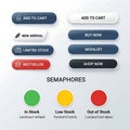 E-commerce UI Buttons and Stock Semaphores Royalty Free Stock Photo