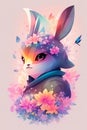 A detailed illustration face ninja bunny