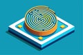 A detailed illustration features a customizable fingerprint design displayed in isometric perspective, Customizable fingerprint Royalty Free Stock Photo