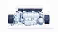 A detailed illustration of a high-performance engine showcasing mechanical components and engineering precision, ideal for Royalty Free Stock Photo