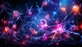 Detailed illustration of human brain and neuron cells with intricate structure and functions