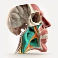 Detailed illustration of human nasal cavity on white background. Royalty Free Stock Photo