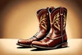 Detailed Illustration Of Leather Cowboy Western Boots Isolated On A White Background. Generative AI Royalty Free Stock Photo