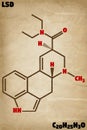 Detailed illustration of the molecule of LSD Royalty Free Stock Photo