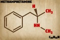 Detailed illustration of the molecule of Methamphetamine