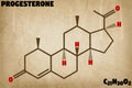 Detailed illustration of the molecule of Progesterone