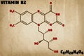 Detailed illustration of the molecule of Vitamin B2 Royalty Free Stock Photo