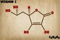 Detailed illustration of the molecule of Vitamin C