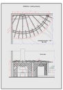 Detailed illustration of patio pergola and fireplace