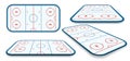 Detailed illustration set of a icehockey rink, field, court with different perspectives, eps10 vector Royalty Free Stock Photo