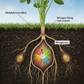 Nitrogen Fixation in Plants Detailed Diagram Showing Root Nodules and Nitrogenase Enzymes Process for Agricultural Education Royalty Free Stock Photo