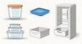 Kitchen Food Storage and Organization Elements Illustration Set Royalty Free Stock Photo