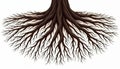 Detailed illustration shows complex tree root system. Roots brown, intricate. Graphic illustrates connection, growth. Could Royalty Free Stock Photo