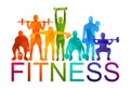 Detailed illustration silhouettes strong rolling people set girl and man sport fitness gym body-building workout powerlifti Royalty Free Stock Photo