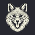 Smiling Fox Head Illustration in Detailed Engraving Style Royalty Free Stock Photo