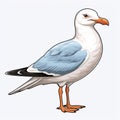 Detailed Illustration Of A Standing Cartoon Seagull
