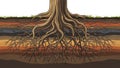 Detailed Illustration of Tree Roots Extending Deep into Soil Layers Royalty Free Stock Photo