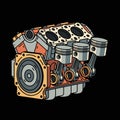Internal Combustion Engine Block with Pistons Vector Illustration Royalty Free Stock Photo