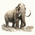 Detailed Illustration Of A White Mammoth - Historical Pencil Art