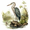 Detailed Illustration Of A Young Female Heron In Beatrix Potter Style