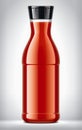 Plastic Bottle on background with Tomato Juice.