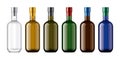 Set of Colored Glass bottles. Version with Metalized Foil.