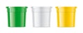 Set of colored plastic cups. 1/2 part. Royalty Free Stock Photo
