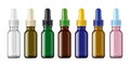 Set of Dropper colored bottles. Transparent version. Royalty Free Stock Photo