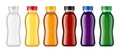 Set of Plastic Bottles with transparent drinks. Royalty Free Stock Photo