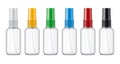Set of Spray bottles. Glossy surface, Non-transparent caps version. Royalty Free Stock Photo