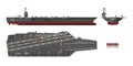 Detailed image of aircraft carrier. Military ship. Top, front and side view. Battleship model. Warship in flat style Royalty Free Stock Photo
