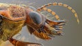 A detailed image of a beetles maxillae featuring thin sharp extensions used for manipulating and moving food while Royalty Free Stock Photo