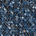 Detailed image of a diamond weave denim pattern, featuring authentic frays and distress, ideal for rugged textile Royalty Free Stock Photo